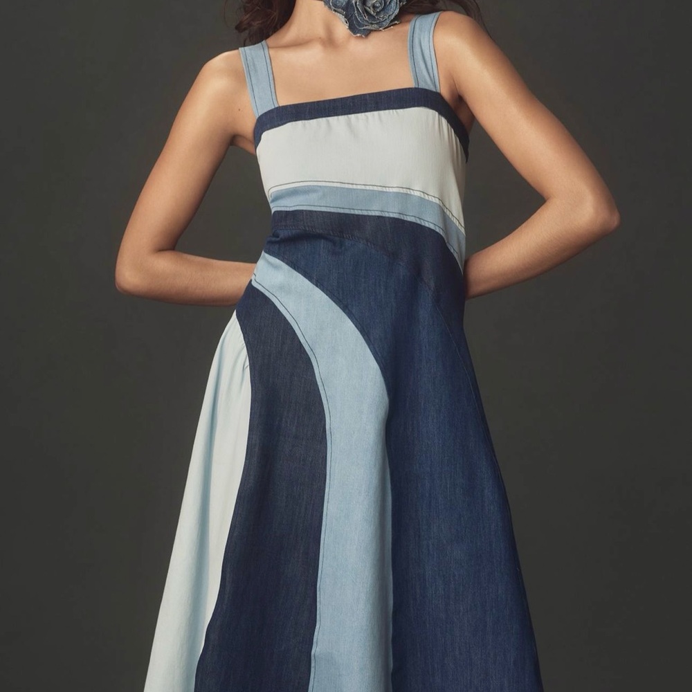 Pilcro Seamed Smocked Midi Dress|Anthropologie